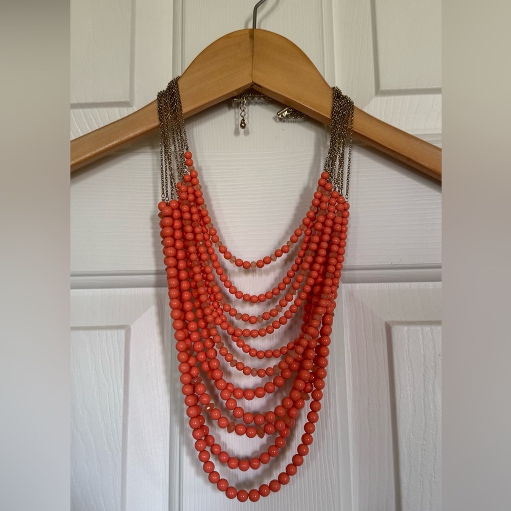 Anthropologie 11-strand coral necklace